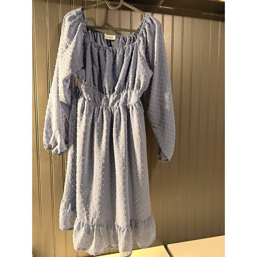 GRACE KARIN Girls Sz 14Y Ruffle Tiered Dress LS Swiss Dot
